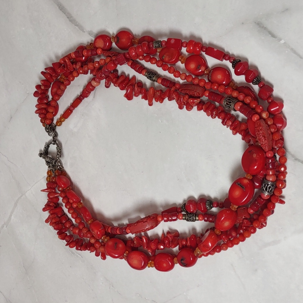Artisan Crafted Coral Torsade Necklace - Picture 3 of 5